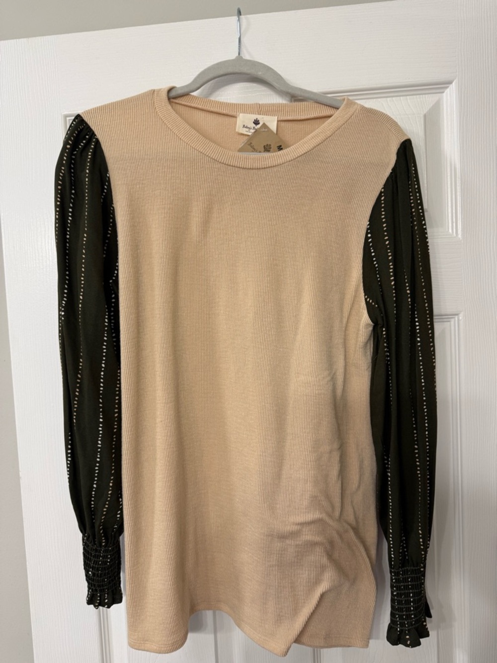 Betsey’s Boutique Beige Ribbed Knit Top